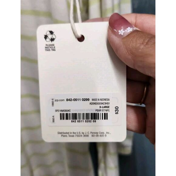 Ana A New Approach Knit Top Size Large XL Pear Striped Elastic Waist - Picture 3 of 11